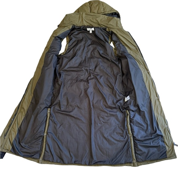 Nordstrom Long Puffer Vest XS Olive Green Hooded Quilted - Picture 2 of 8